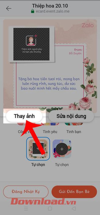 Chạm vào nút Thay ảnh 
