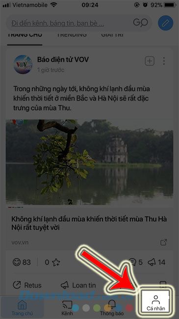 Chọn biểu tượng Cá nhân