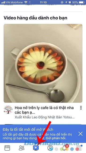 Giao diện chính của Facebook trên điện thoại