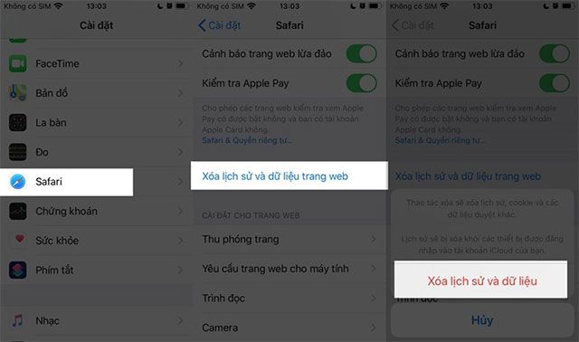 Xóa lịch sử duyệt web trên trình duyệt Safari