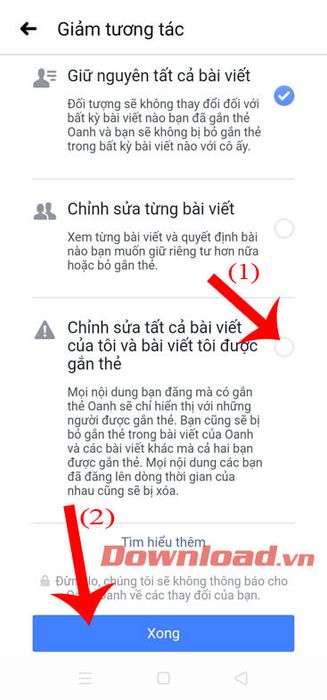 Chọn Chỉnh sửa tất cả bài viết của tôi và bài viết tôi đã gắn thẻ