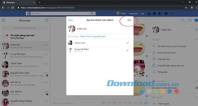 Thực hiện cuộc gọi video nhóm trên Facebook Messenger