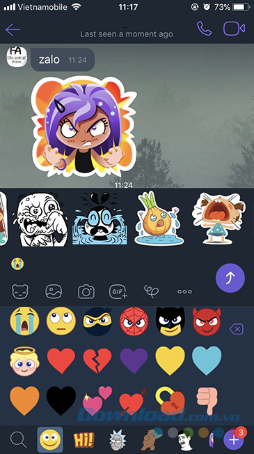 Sticker trên Viber