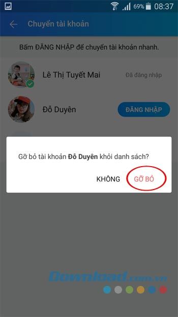 Xác nhận thực hiện việc gỡ bỏ