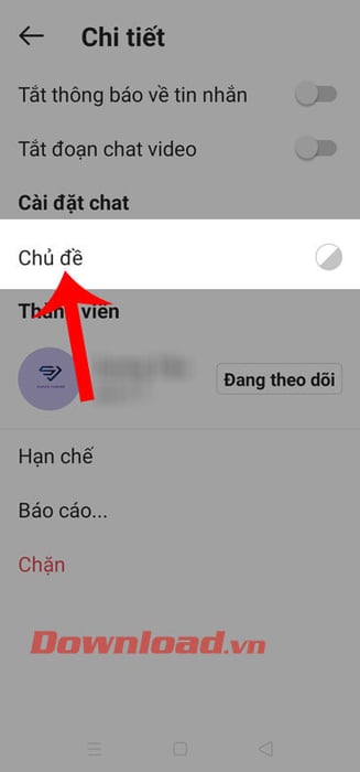 Ấn vào mục Chủ đề