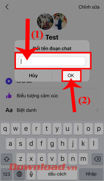 Thiết lập tên mới cho nhóm chat