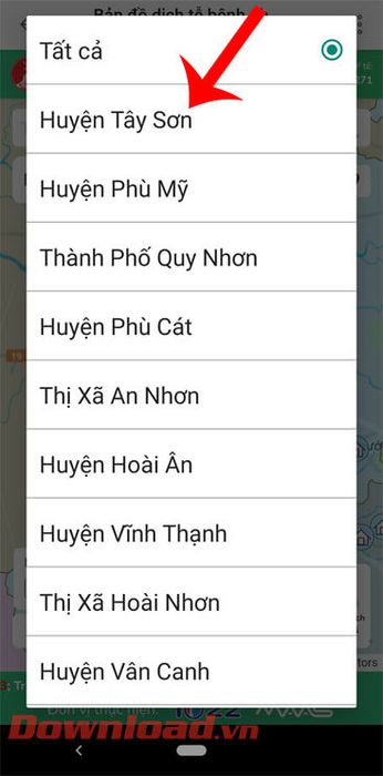 Chọn huyện/thị xã của mình