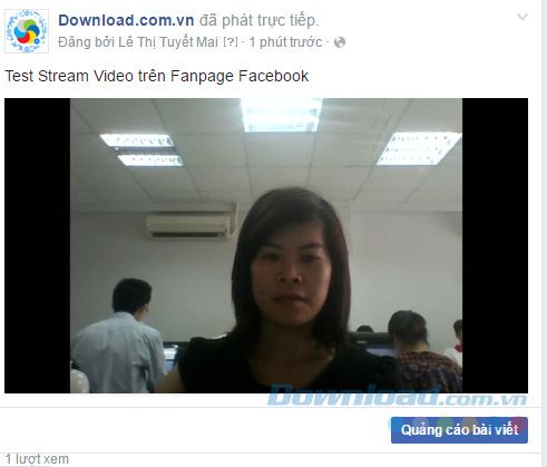 Video Trực Tiếp trên trang Fanpage Facebook