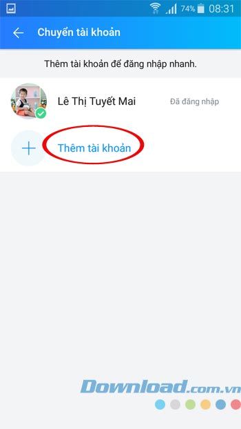 Thêm tài khoản mới trên Zalo