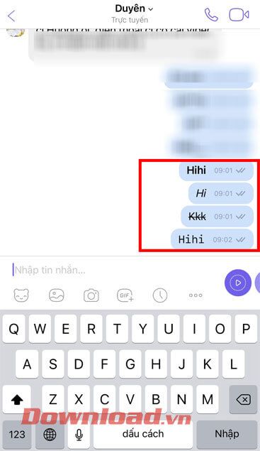 Tin nhắn trên Viber sẽ được gửi với nhiều kiểu chữ khác nhau.