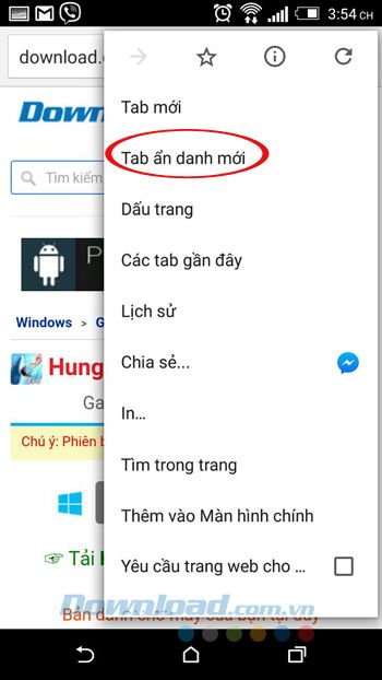 Tab mới ẩn danh