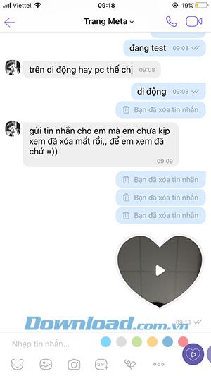 Sau khi gửi tin nhắn