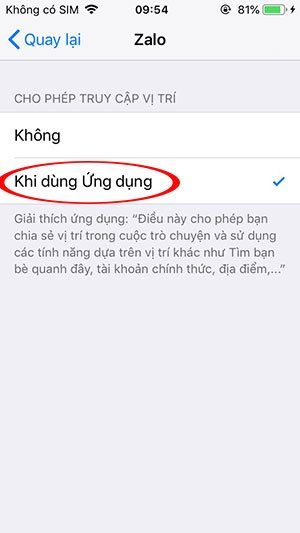 Khi sử dụng ứng dụng