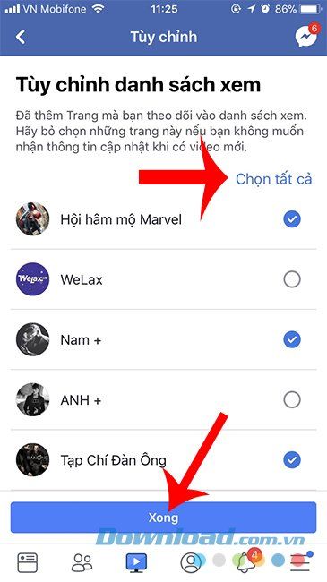 Chọn tất cả chương trình