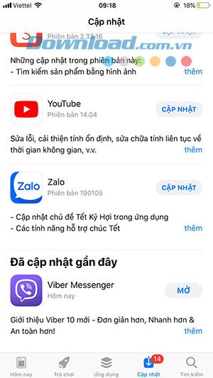 Cập nhật ứng dụng Viber