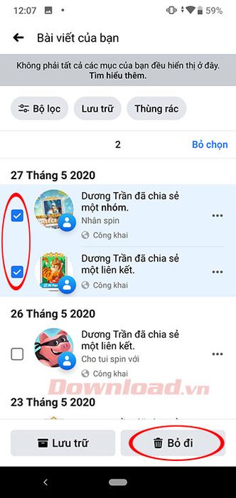 Phương pháp xóa hàng loạt bài viết trên Facebook 7