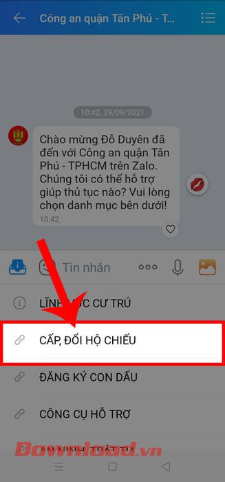 Nhấn vào mục Cấp, đổi hộ chiếu