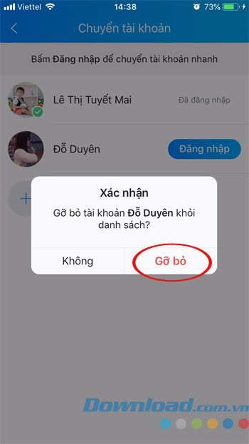 Xác nhận xóa tài khoản