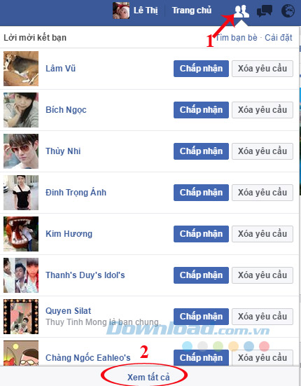 Nhấn vào tab Bạn bè trên Facebook