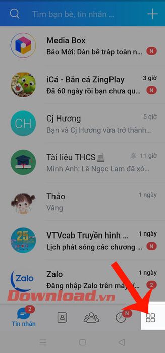 Chạm vào biểu tượng của mục Thêm