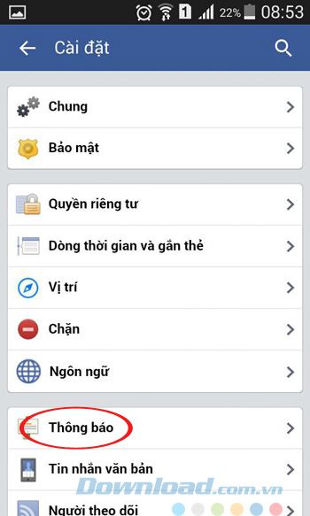 Thiết lập thông báo