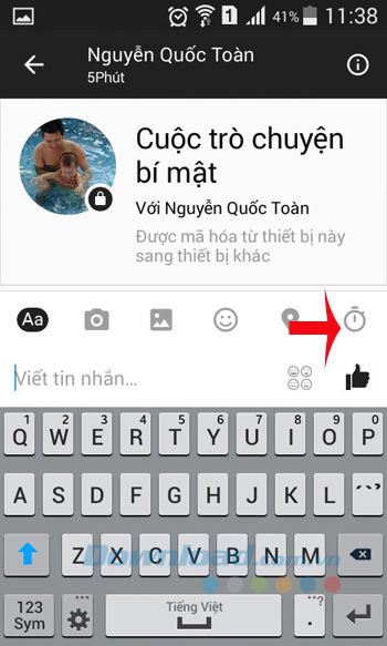 Chạm vào biểu tượng đồng hồ