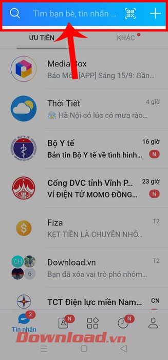 Click vào ô tìm kiếm