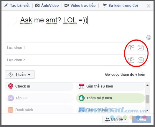 Tạo cuộc thăm dò ý kiến mới trên Facebook