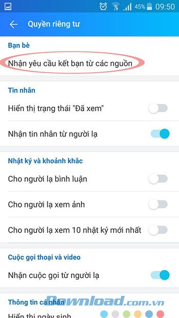 Chấp nhận yêu cầu kết bạn