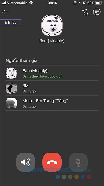 Giao diện khi gọi nhóm trên Viber