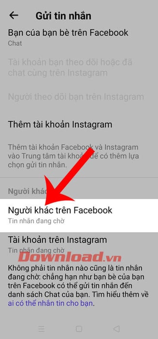 Nhấn vào phần Người khác trên Facebook