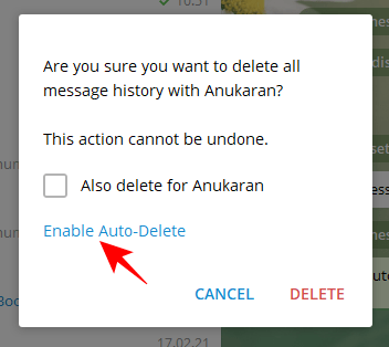 Bật tính năng tự động xóa tin nhắn trên Telegram trên PC