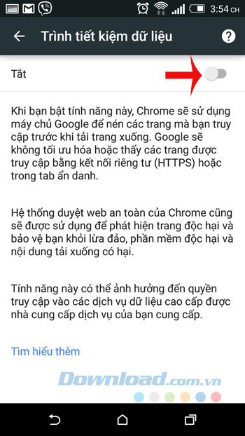 Bật tính năng tiết kiệm dữ liệu