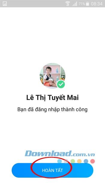 Hoàn tất quá trình đăng nhập