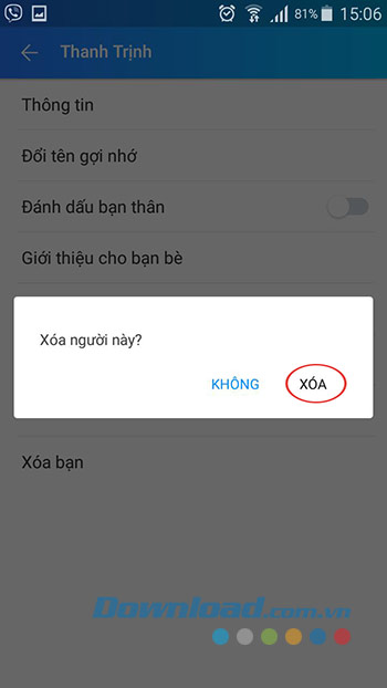 Xác nhận xóa kết bạn