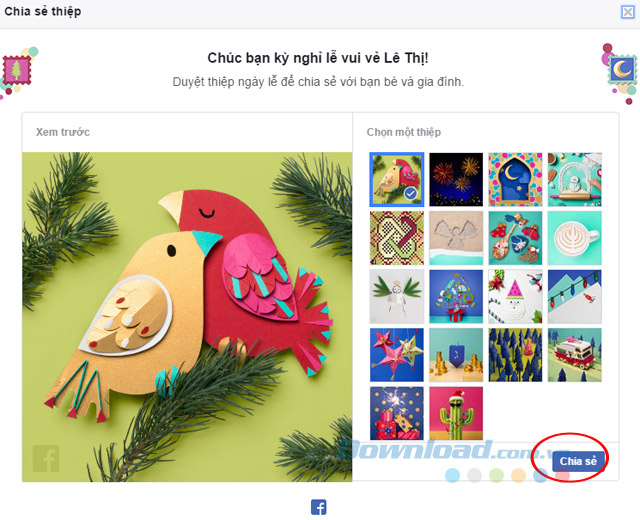 Chọn thiệp Giáng sinh để chia sẻ