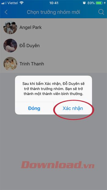 Xác nhận bổ nhiệm trưởng nhóm