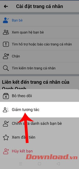 Chọn mục Hạn chế tương tác