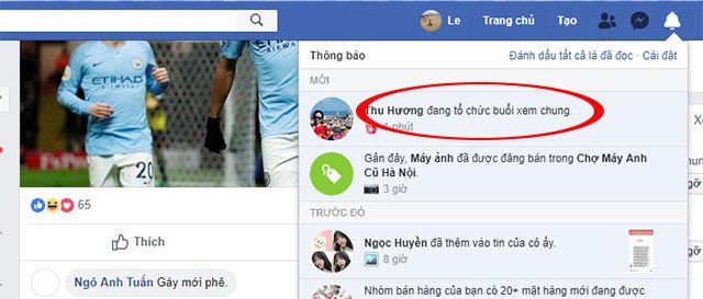 Thông báo trên trang của bạn bè