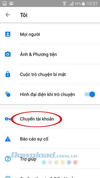 Chuyển đổi tài khoản