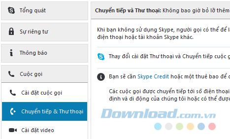 Cài đặt chuyển tiếp cuộc gọi