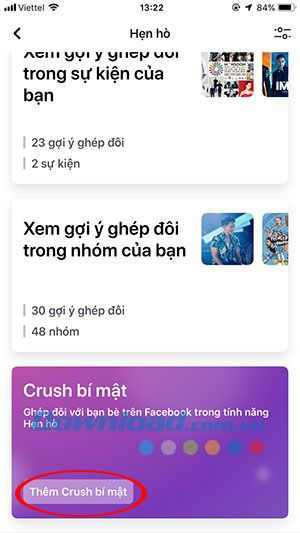 Kích hoạt tính năng Crush bí mật