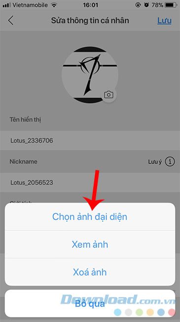 Chọn hình đại diện