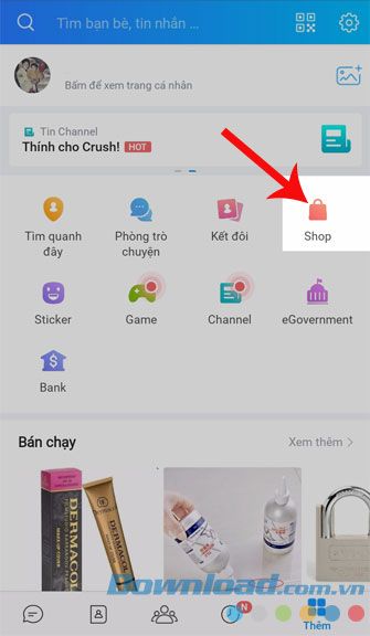 Truy cập Zalo Shop