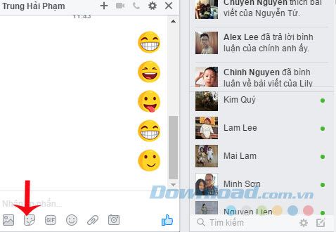 Giao diện trò chuyện trên Facebook