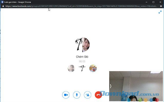 Đang liên lạc gọi video nhóm trên Facebook Messenger