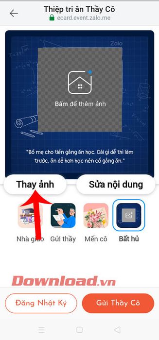 Nhấn vào nút Thay đổi ảnh