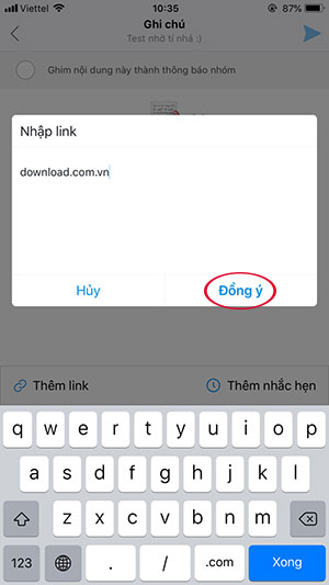 Xác nhận thêm link