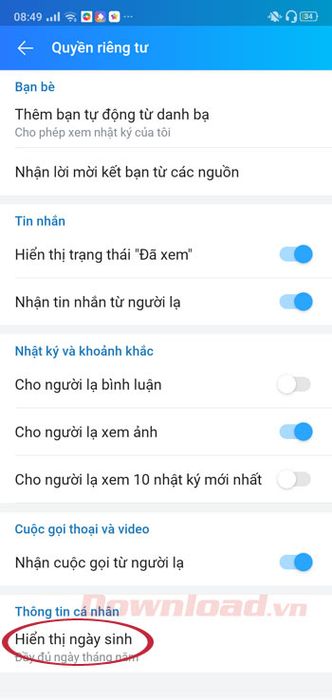 Hiển thị ngày sinh