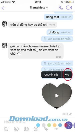 Xóa tin nhắn đã gửi